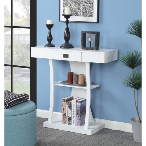 Convenience Concepts Newport Harri Console Table in White Wood Finish