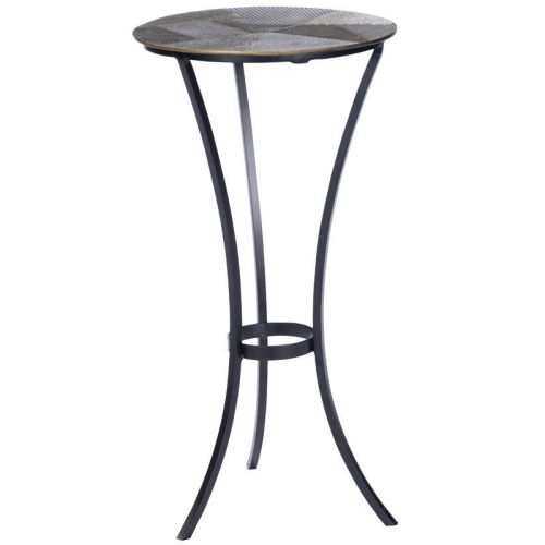 BEAUMONT LANE  Rustic Industrial Round Metal End Table In Gold