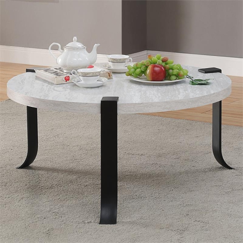 Furniture of America Marwell Metal 3-Piece Coffee Table Set in Antique White