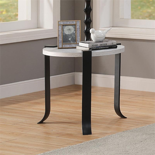 Furniture of America Marwell Metal 3-Piece Coffee Table Set in Antique White