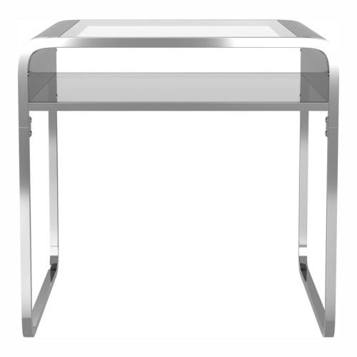 Furniture of America Mexller Contemporary Glass Top End Table in Chrome