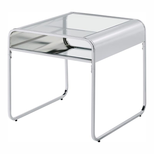 Furniture of America Mexller Contemporary Glass Top End Table in Chrome