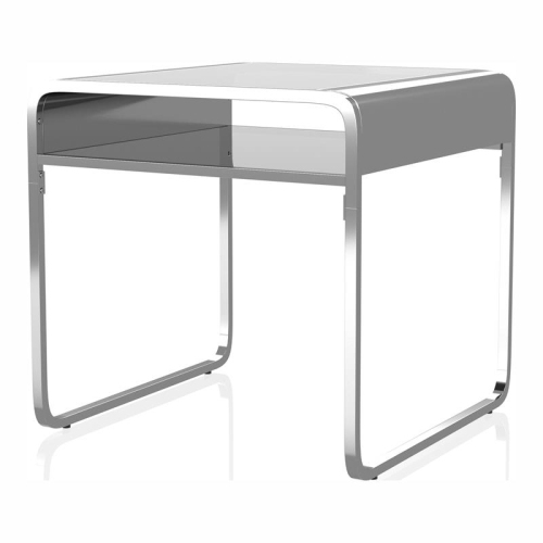 Furniture of America Mexller Contemporary Glass Top End Table in Chrome