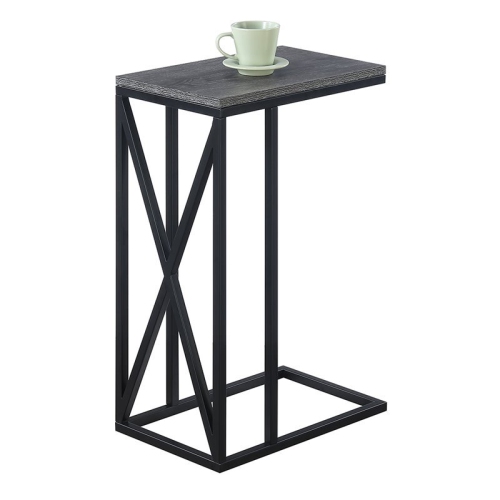 PEMBERLY ROW  C End Table In Weathered Gray Wood And Black Metal