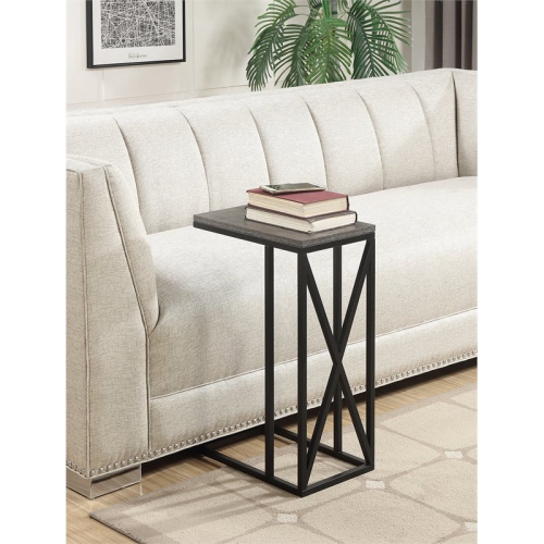Pemberly Row C End Table in Weathered Gray Wood and Black Metal