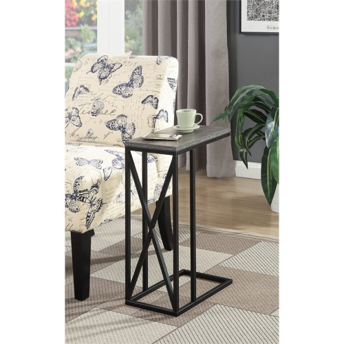 Pemberly Row C End Table in Weathered Gray Wood and Black Metal