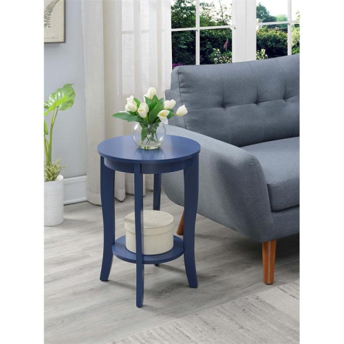 CONVENIENCE CONCEPTS  American Heritage Round End Table In Wood Finish In Blue