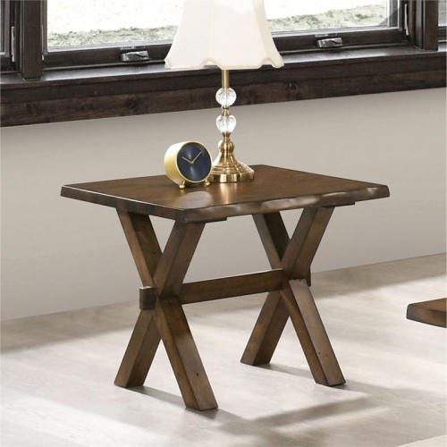 Furniture of America Bradden Transitional Solid Wood End Table in Walnut