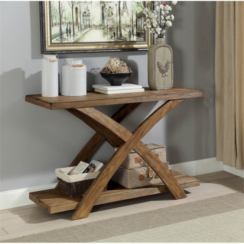 BOWERY HILL  Contemporary Wood 1-Shelf Sofa Table In Antique Light Oak