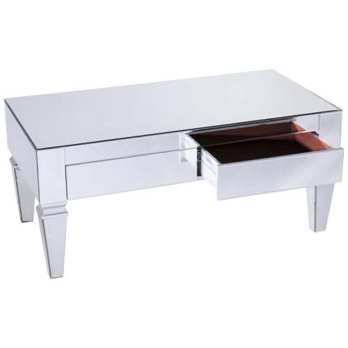 Bowery Hill Contemporary Mirrored Storage Coffee Table