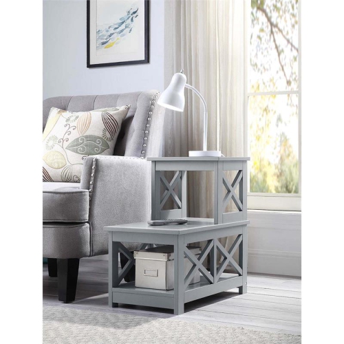 Convenience Concepts Oxford Two-Step Accent End Table in Gray Wood Finish