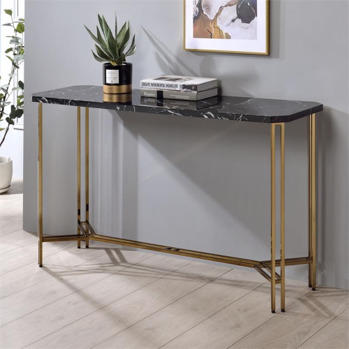 Steve Silver Daxton Black Faux Marble Sofa Table