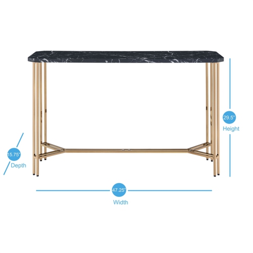 Steve Silver Daxton Black Faux Marble Sofa Table