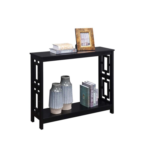 Convenience Concepts Town Square Console Table in Black Wood Finish