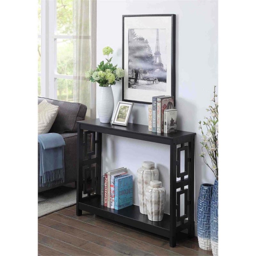 Convenience Concepts Town Square Console Table in Black Wood Finish