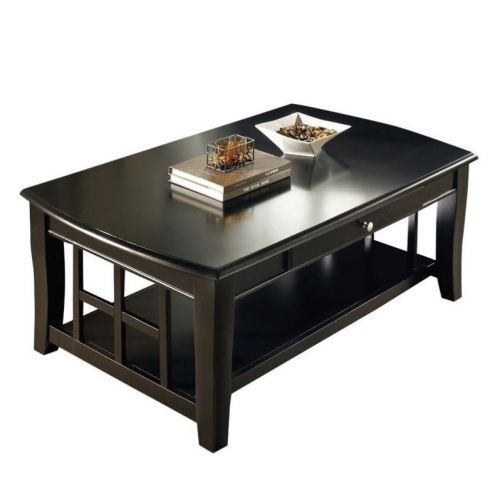 Cassidy 2 Piece Transitional Coffee Table and End Table Set in Black