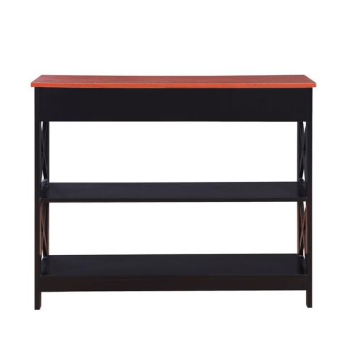 Convenience Concepts Oxford One-Drawer Console Table in Cherry and Black Wood