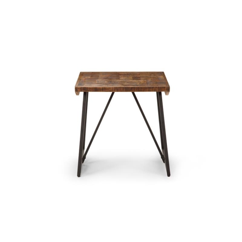 STEVE SILVER COMPANY  Walden Wood Parquet Top With Dark Gray Iron Base End Table In Brown
