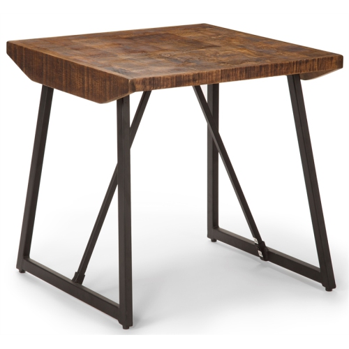 Walden Brown Wood Parquet Top with Dark Gray Iron Base End Table