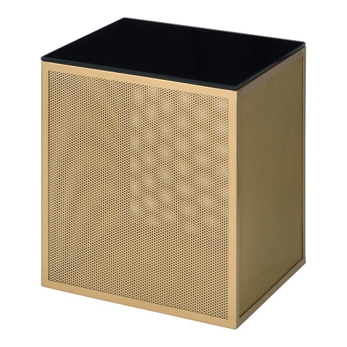 FURNITURE OF AMERICA  Kelforia Contemporary Glass Top Side Table In In Gold