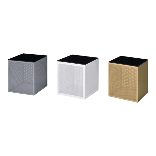 Furniture of America Kelforia Contemporary Glass Top Side Table in Gold