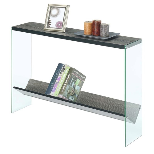 Convenience Concepts SoHo V Console Table in Gray Wood Finish