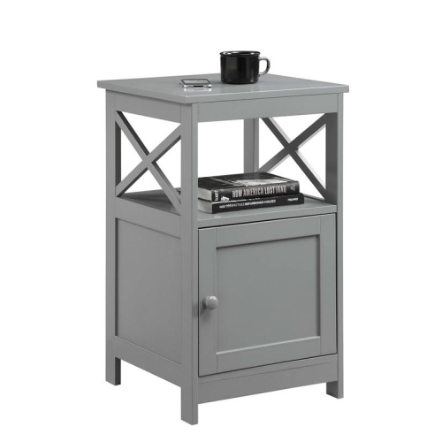 Convenience Concepts Oxford End Table with Cabinet in Gray Wood Finish