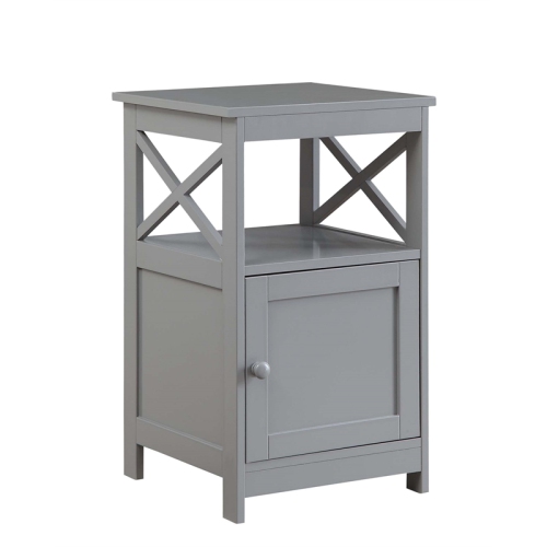 Convenience Concepts Oxford End Table with Cabinet in Gray Wood Finish