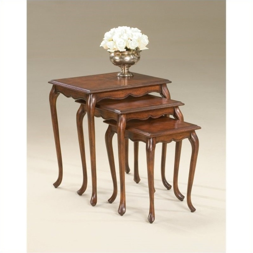 Beaumont Lane 3 Piece Wood Nesting Table Set in Plantation Cherry