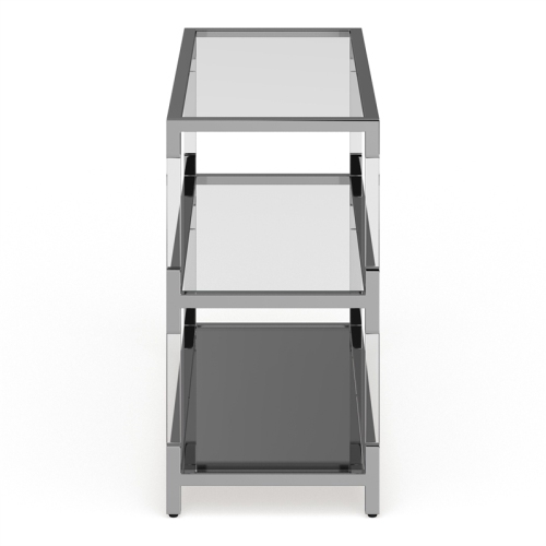 Bowery Hill Transitional Glass 1-Shelf Sofa Table in Chrome