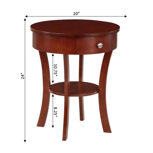 Classic Accents Schaffer One-Drawer End Table with Shelf in Mahogany Wood Finish