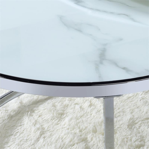 Bowery Hill Faux Marble Top Round End Table