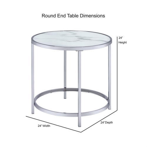 Bowery Hill Faux Marble Top Round End Table