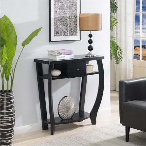 Convenience Concepts Newport Dorchester Console Table in Black Wood Finish