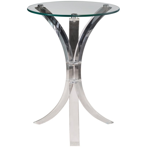 BOWERY HILL  Round Glass Top Accent End Table