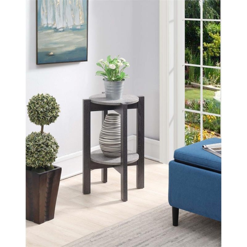 Convenience Concepts Newport Medium Plant Stand in Gray Wood Finish
