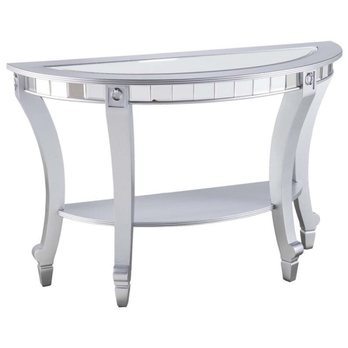 Bowery Hill Glam Demilune Mirrored Console Table