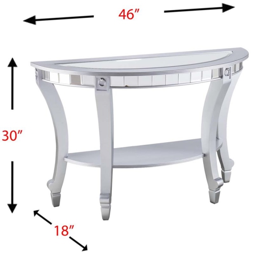 Bowery Hill Glam Demilune Mirrored Console Table