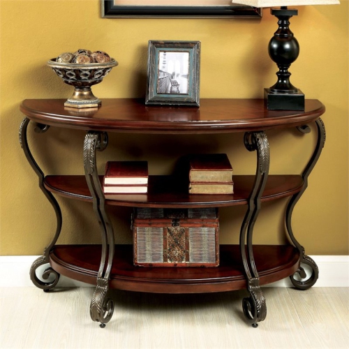Bowery Hill Traditional Wood 2-Shelf Console Table Brown Cherry