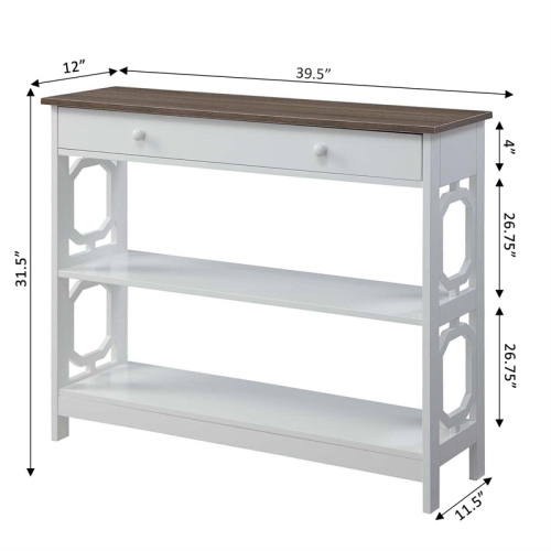 Convenience Concepts Omega One-Drawer Console Table in Espresso and White Wood