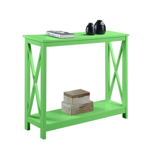 Convenience Concepts Oxford Console Table with Shelf in Lime Green Wood Finish