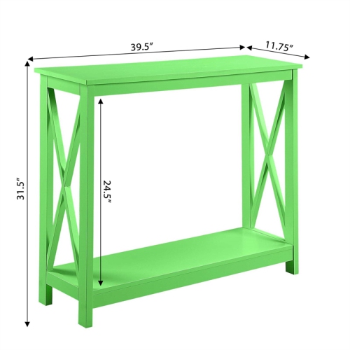 Convenience Concepts Oxford Console Table with Shelf in Lime Green Wood Finish