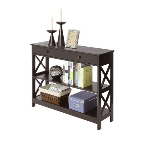 PEMBERLY ROW  Transitional Console Table With Drawer In Espresso Wood Finish