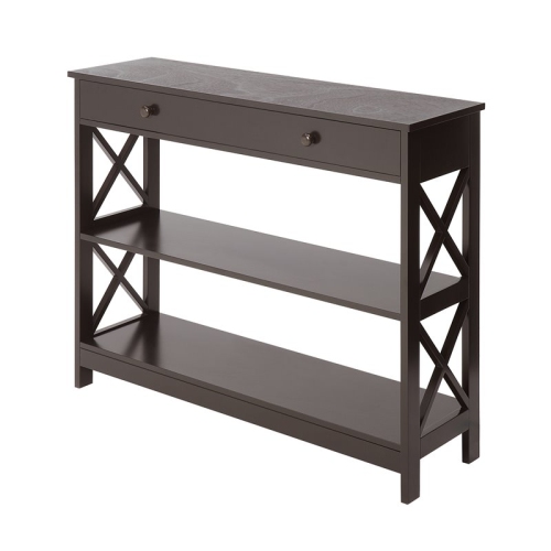 Pemberly Row Transitional Console Table with Drawer in Espresso Wood Finish