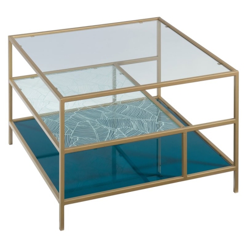 PEMBERLY ROW  Coastal Metal And Glass Coffee Table In Satin Gold