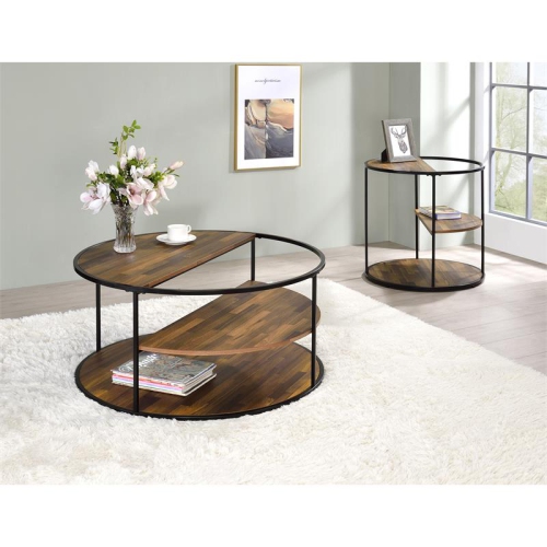 Furniture of America Marquesa Contemporary Wood Round End Table in Black