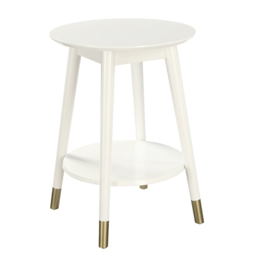Pemberly Row Mid Century Round End Table in White
