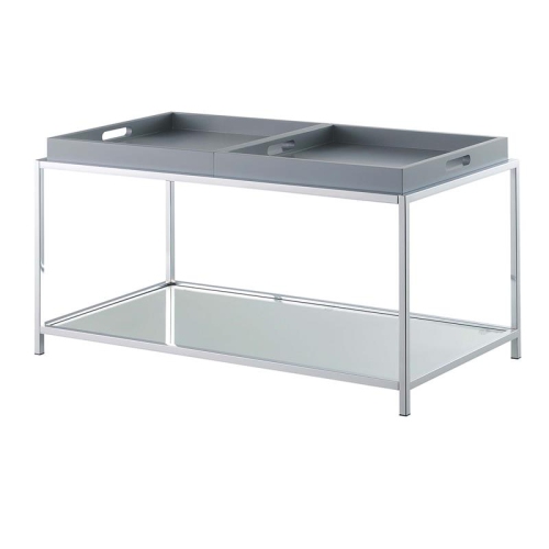 Convenience Concepts Palm Beach Coffee Table in Clear Glass and Chrome Metal