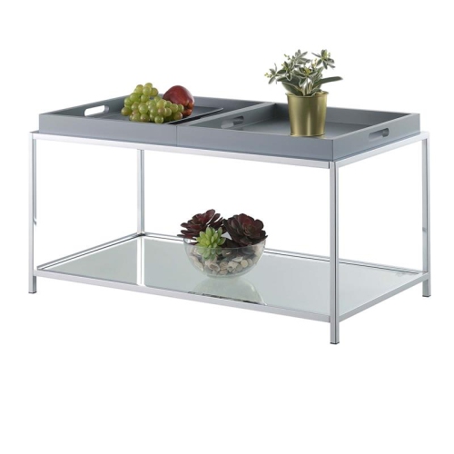 Convenience Concepts Palm Beach Coffee Table in Clear Glass and Chrome Metal