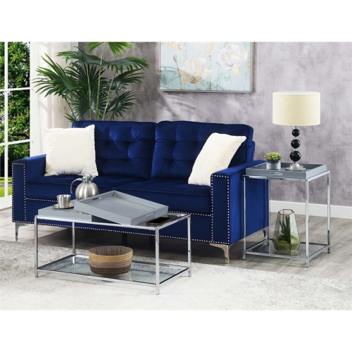 Convenience Concepts Palm Beach Coffee Table in Clear Glass and Chrome Metal